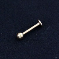 Piercing Labret Queixo Esfera Folheado a Ouro Amarelo 24k 1,2mm x 8mm