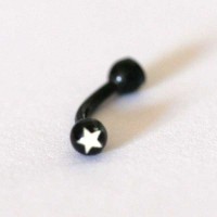 Microbell Sobrancelha Piercing Curvo Aço Cirurgico Black Line c/ Logo Estrela 1,2mm x 8mm