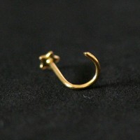 PiercingNarizOuro18kFolheadoPiercingNostrilEstrela0,5mmx7mm