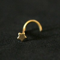 Piercing Nariz Ouro 18k Folheado Piercing Nostril Estrela 0,5mm x 7mm