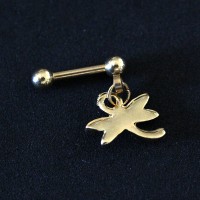 PiercingTragusLibelulaPendulumFolheadoOuroAmarelo24k1,2mmx7mm