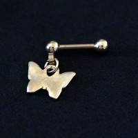 PiercingTragusBorboletaPendulumFolheadoOuroAmarelo24k1,2mmx7mm