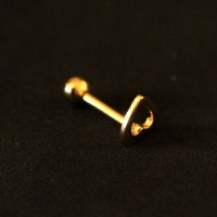 PiercingAoCirrgicoMicrobellTragusFolheadoOuro18kCoraoVazado1,2mmx6mm