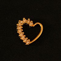 PiercingAoCirrgico316LBrincoHelixCartilagemFolheadoOuro18kCoraoMultipedras1mm