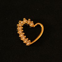 Piercing Acero Quirrgico 316L Pendiente Helix Cartlago Folleto Oro 18k Corazn Multipedradas 1mm