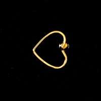 Piercing Ao Cirurgico 316L Folheado Ouro Amarelo 24k Daith Corao Pedra c/ Garra 0,5mm x 10mm