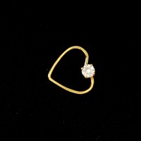PiercingAoCirurgico316LFolheadoOuroAmarelo24kDaithCoraoPedrac/Garra0,5mmx10mm