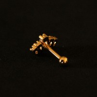 Piercing Aço Cirúrgico Cluster Folheado Ouro 18k Coroa Real Pedra Crystal 1,2mm x 8mm