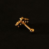 PiercingAoCirrgicoClusterFolheadoOuro18kCoroaRealPedraCrystal1,2mmx8mm