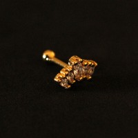 Piercing Acero Quirrgico Clster Oro 18k Corona Real Piedra Cristal 1,2mm x 8mm