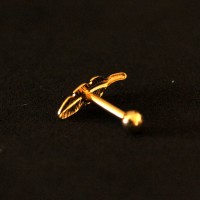 PiercingAoCirrgicoMicrobellTragusFolheadoOuro18kPena1,2mmx8mm