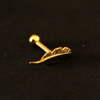 Piercing Surgical Steel Microbell Tragus Veneer Gold 18k Feather 1.2mm x 8mm