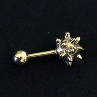 Piercing Tragus Clava Folheado Ouro Amarelo 24k 1,2mm x 7mm