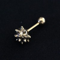 Piercing Tragus Clava Folheado Ouro Amarelo 24k 1,2mm x 7mm