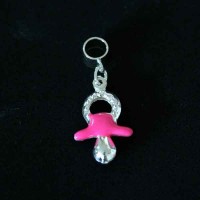 Pingente Prata 925 Chupeta Menina Cor Rosa para Pulseira Momentos de Vida