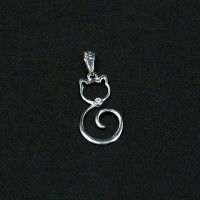 925 Silver Pendant Cat with Zirconia Stone