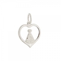 925 Silver Pendant Our Lady Aparecida Heart