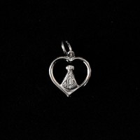 925 Silver Pendant Our Lady Aparecida Heart