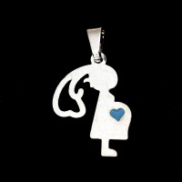 Blue Heart Pregnant Stainless Steel Pendant