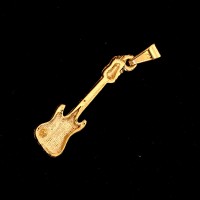 Pingente Semi Jóia Folheado a Ouro Guitarra com Pedra de Zircônia