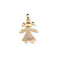 Girl Gold Plated Semi Jewel Pendant with Zirconia Stones