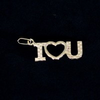 Semi Jeweled Gold Plated I Love You Pendant