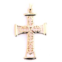 Semi Jeweled Gold Plated Cross Pendant