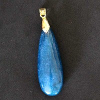 Pingente Semi Jia Folheado a Ouro com Pedra Natural Jade Azul