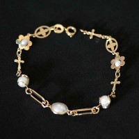 Semi Bracelet Jewelry Gold Plated Pearl pendants Miscellaneous and 18cm / 1.0mm