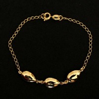 Pulseira Semi Jia Folheado a Ouro Berloques com 3 Bzios 18cm / 1.0mm