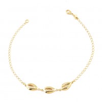 Gold Plated Semi Jewel Bracelet Trinkles with 3 Whelks 18cm / 1.0mm