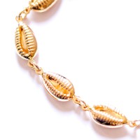 PulseiraSemiJiaFolheadoaOuroBuziosConchas18cm/1.0mm