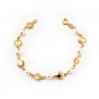 Semi-Jewel Bracelet Gold Plated Trinkles Shells with Pearls 18cm / 1.0mm
