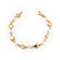 Pulsera Semi-Joya Conchas Trinkles Chapadas En Oro Con Perlas 18cm / 1.0mm