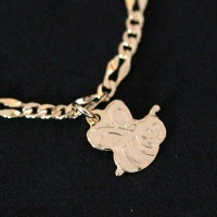 PulseiraInfantilSemiJiaFolheadoaOuroColehoAbelhaeGato14cm/1.0mm