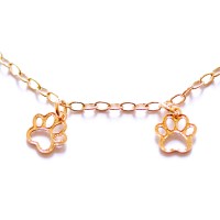 Pulsera Semi-Joyas Pata De Perro Chapada En Oro 18cm / 1.0mm