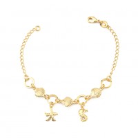 PulseiraSemiJiaFolheadoaOuroBerloquescomConchascomEstraladoMareCavaloMarinho18cm/1.0mm