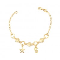 Pulsera Semi-Joya Trinkles baados en oro con conchas de estrella de mar y caballito de mar 18cm / 1.0mm