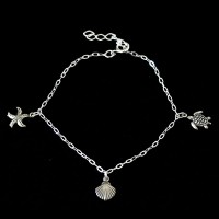 925 Silver Bracelet Shell Star Aged Turtle 18 / 20cm