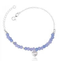 Pulseira de Prata 925 Corao Lilas 18cm