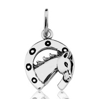 925 Silver Horseshoe Pendant with Horse