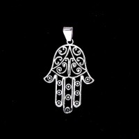 Pingente de Prata 925 Mo de Fatima / Hamsa