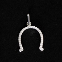 925 Silver Horseshoe Pendant with Zirconia Stones