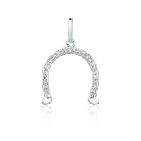 925 Silver Horseshoe Pendant with Zirconia Stones