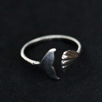 Adjustable 925 Silver Whale Tail Ring