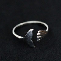 Anillo de cola de ballena de plata 925 ajustable