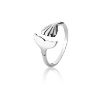 Adjustable 925 Silver Whale Tail Ring