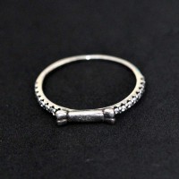 925 Silver Bone Ring with Zirconia Stones on Sides