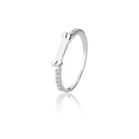 925 Silver Bone Ring with Zirconia Stones on Sides