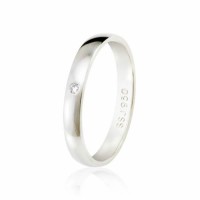 Plata Alianza Anatmico 925 3mm Lisa con Zirconia Piedra 1.75mm